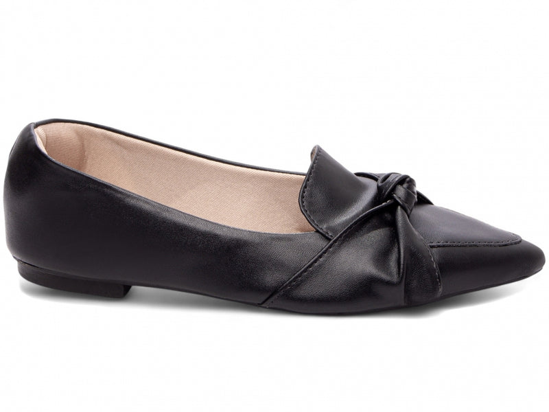Sapatilha Mocassim Feminina com Bico Fino e Laço