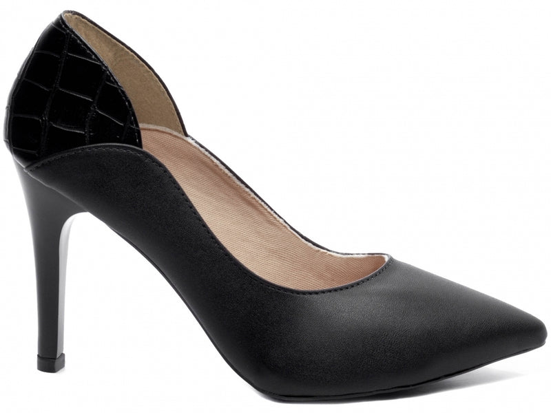 Calçado Feminino Scarpin em Napa e Calcanhar em Croco