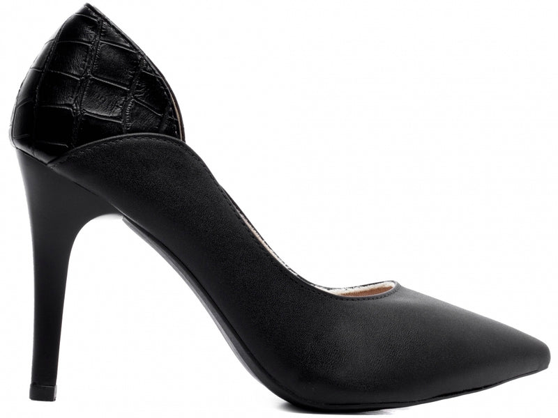 Calçado Feminino Scarpin em Napa e Calcanhar em Croco