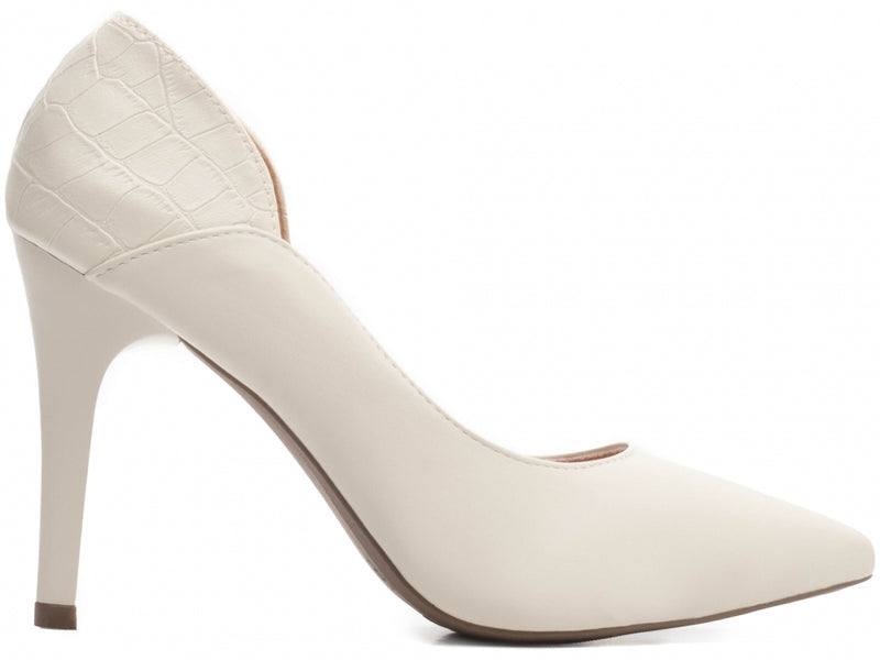 Calçado Feminino Scarpin em Napa e Calcanhar em Croco