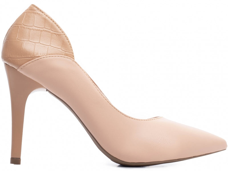 Calçado Feminino Scarpin em Napa e Calcanhar em Croco