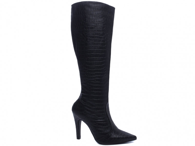 Bota Feminina em Napa Croco Cano Alto