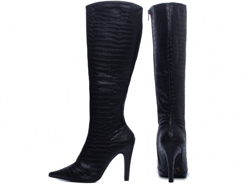 Bota Feminina em Napa Croco Cano Alto