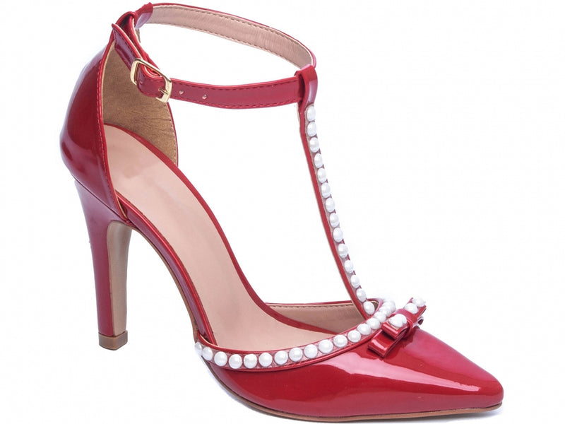 Calçado Feminino Scarpin em Verniz e Pérolas - Cores