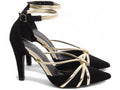 Calçado Feminino Scarpin em Nobuck ou Napa com Speechio Metalizado
