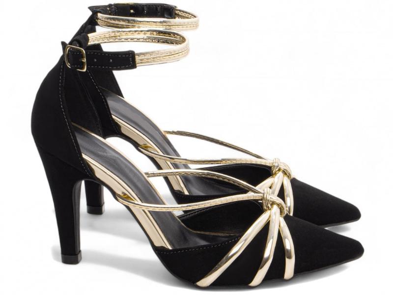 Calçado Feminino Scarpin em Nobuck ou Napa com Speechio Metalizado