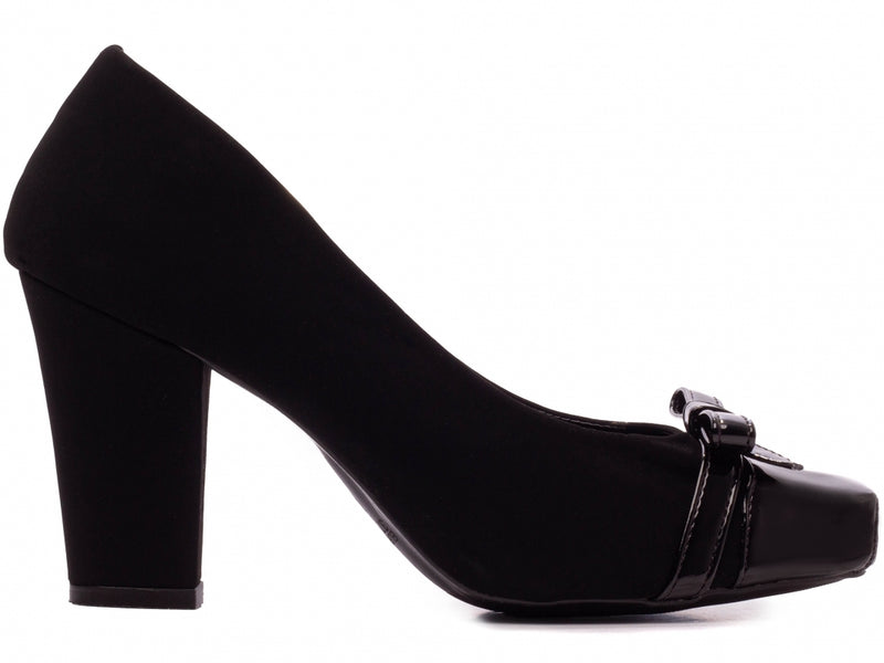 Calçado Feminino Scarpin em Nobuck Bico Quadrado